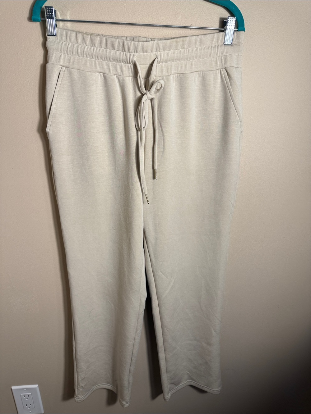 Belle by Kim Gravel Neutral Cream Bootcut Drawstring Pants
